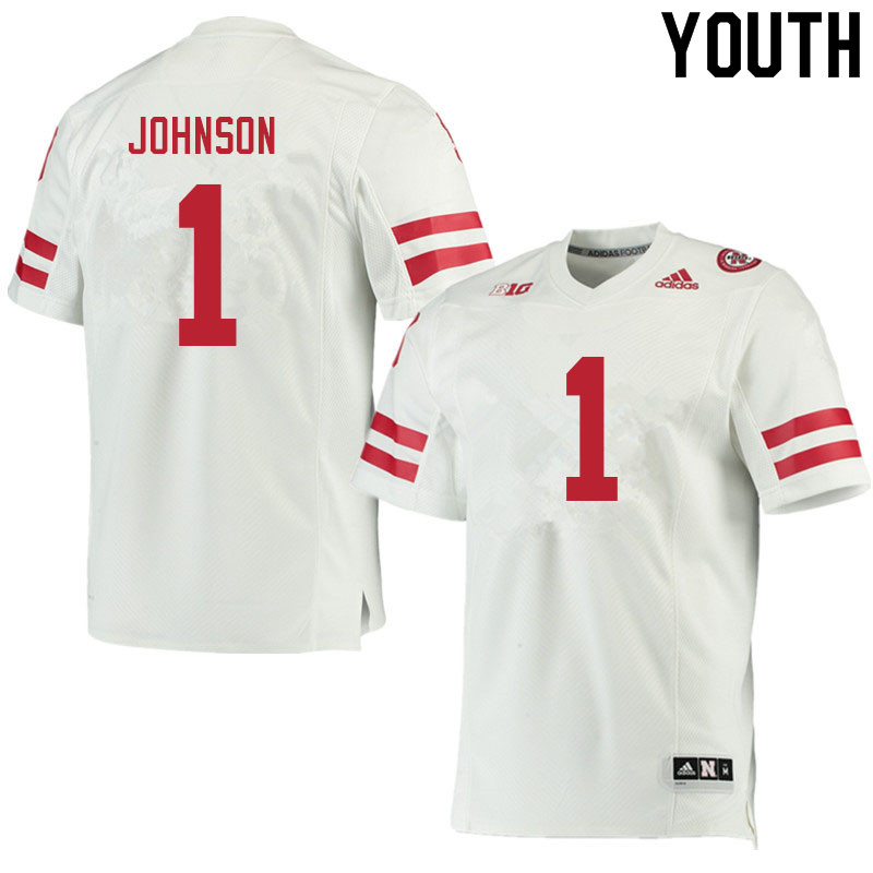 Youth #1 Tyreke Johnson Nebraska Cornhuskers College Football Jerseys Sale-White - Click Image to Close